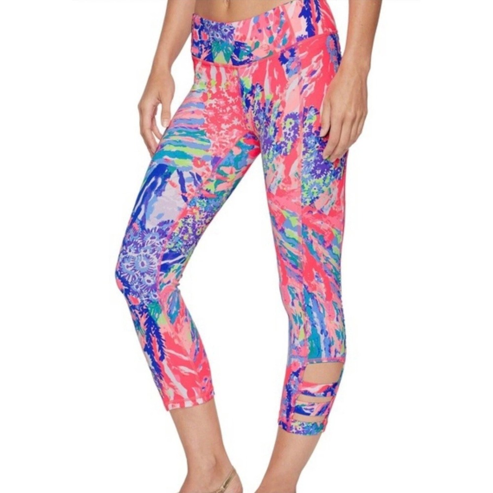 Lilly Pulitzer Luxletic Weekender Cropped Leggings Rainbow Soleil UPF 50+ XS